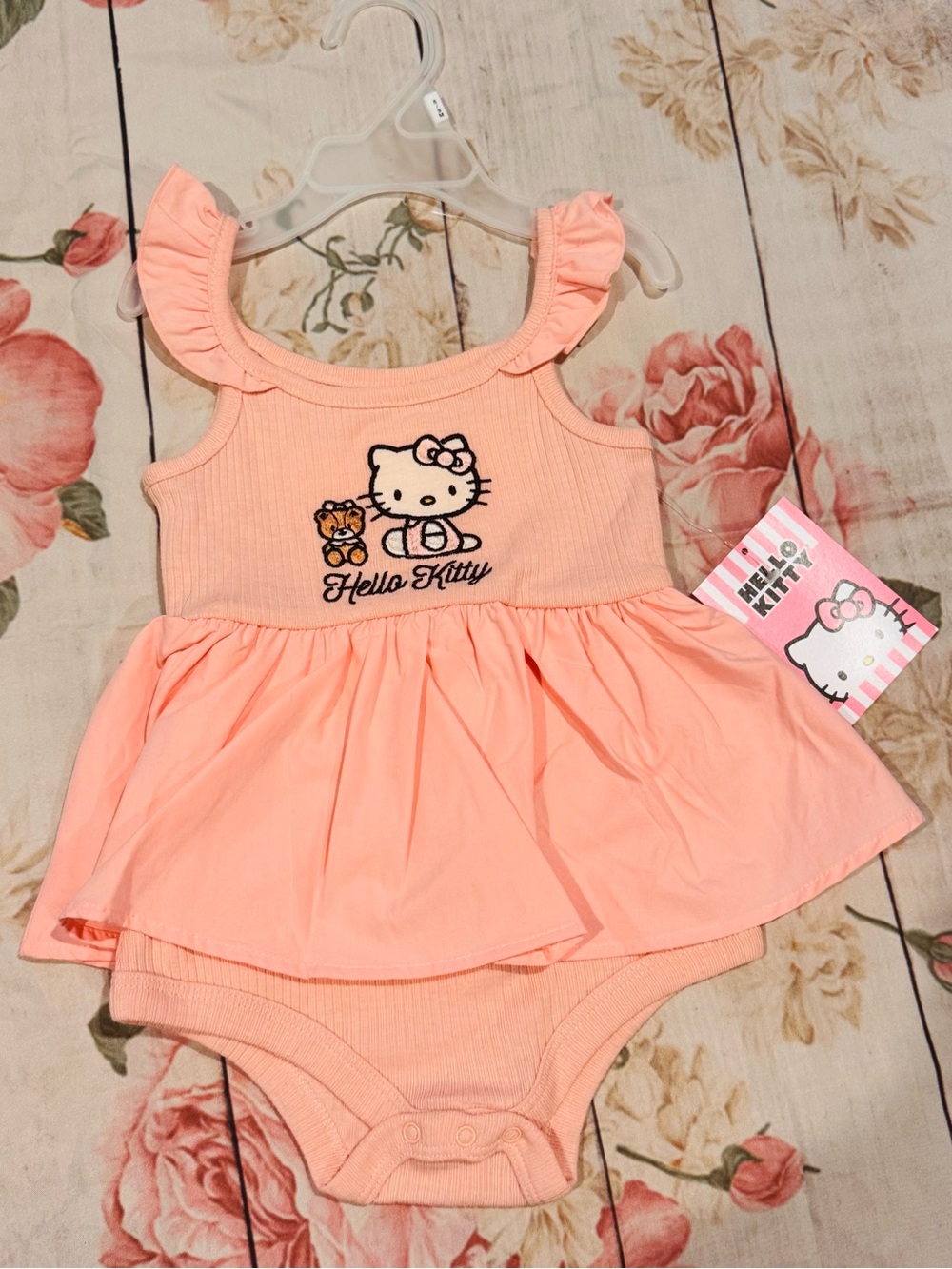 Hello Kitty Peach Pink Ruffle Baby Dress Romper